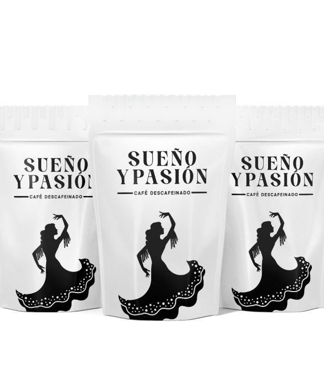 Sueño y pasión.  Café descafeinado en paquetes de 250 gramos