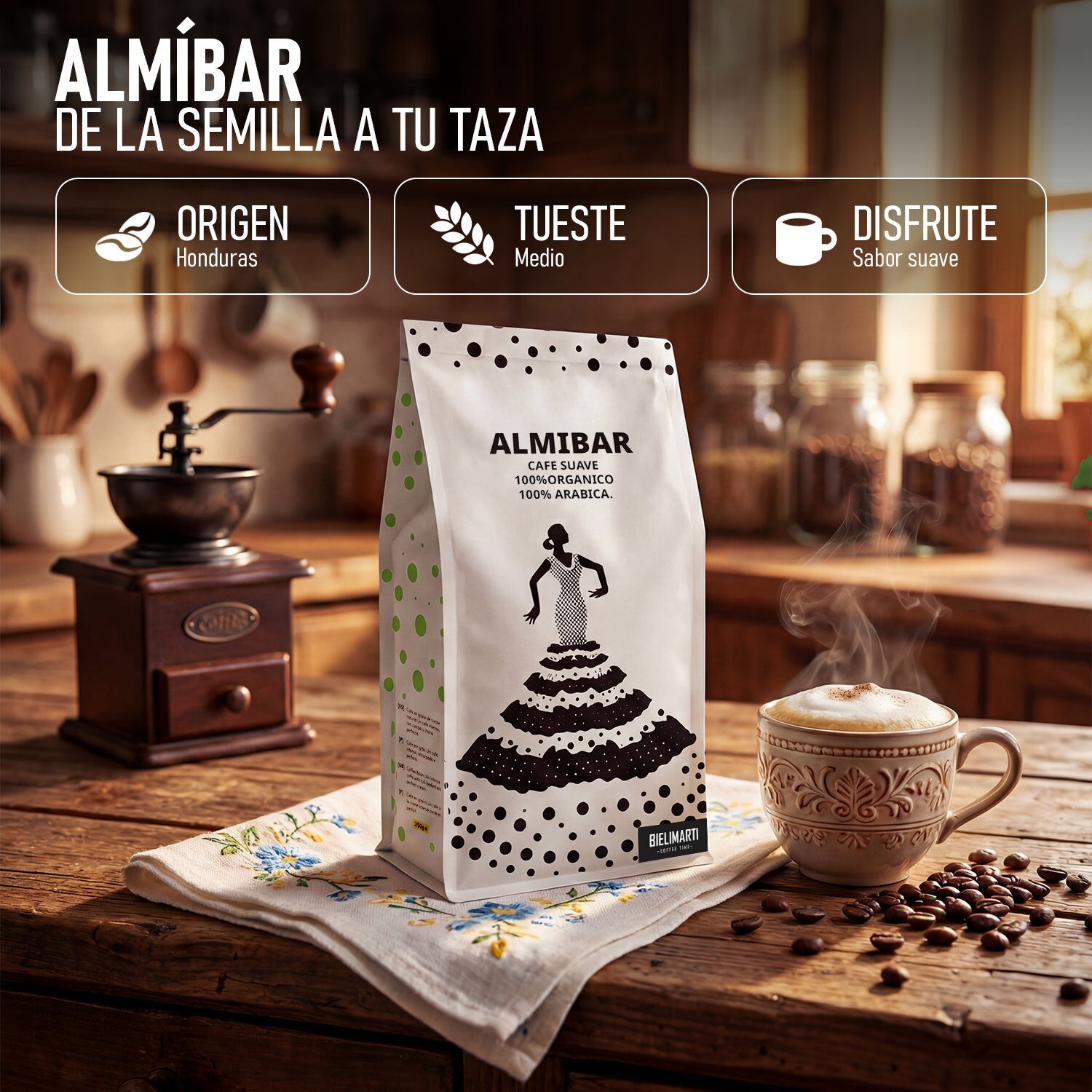 Café Almíbar Bielimarti, 100 % arábica de Honduras, bolsa de 250 g