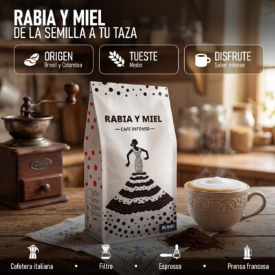 Café Rabia y Miel Bielimarti, arábica con toque de robusta, bolsa de 250 g